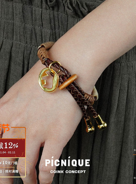 PICNIQUE 小马画像硬币手工编织手链 原创设计师小众气质度假个性