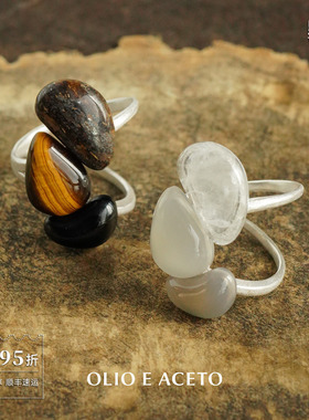 纯银虎眼石玛瑙流晖戒指