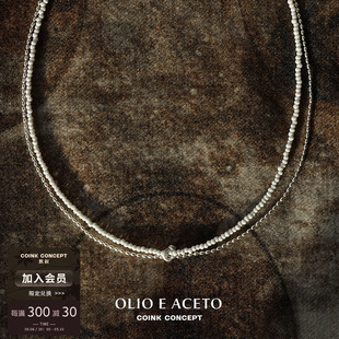 ACETO 纯银白松石双层项链 OLIO 925银原创设计手工肌理锁骨链