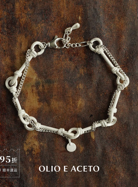 油醋汁纯银钩环双层手链
