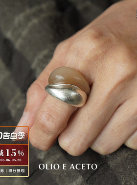 OLIOEACETO纯银牛角双环戒指