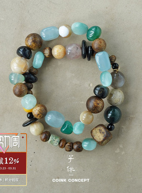 ZIXIU子休沉香露珠绿宝石方手链