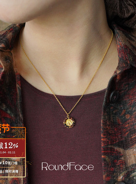 ROUNDFACE Flame焰心项链 原创设计复古吊坠毛衣链 默叙