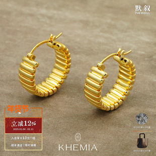 KHEMIA 纯银Fusilli耳环 原创小众设计高级气质简约百搭耳饰耳圈