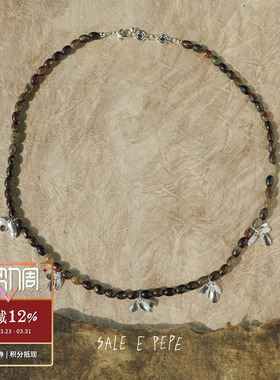 SALE E PEPE胡椒盐 纯银黑云母葡萄串项链 原创设计师锁骨链 默叙
