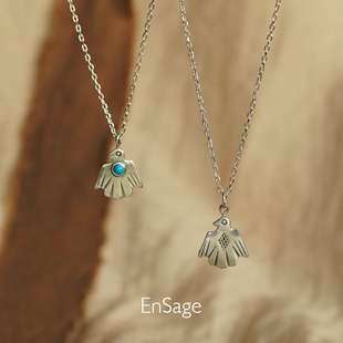 ENSAGE 游牧雷灵项链 纯银绿松石原创设计师小鸟吊坠锁骨链 默叙