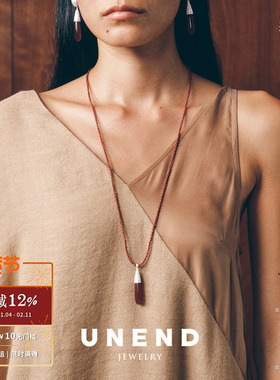 UNEND止续 镌光Etched Light项链 纯银红玛瑙原创设计毛衣链默叙