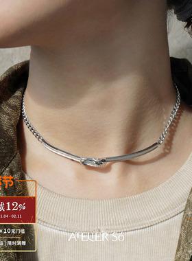 ATELIERSO倪索 纹理别针颈圈 原创设计气质高级感choker项链 默叙