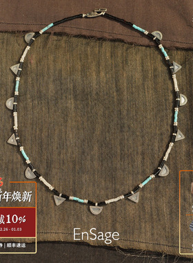 ENSAGE 月迹项链 纯银绿松石原创小众设计师度假毛衣链 默叙