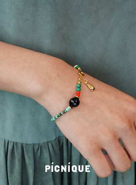 PICNIQUE 弗拉明戈手链 原创小众设计师休闲度假绿松石串饰默叙