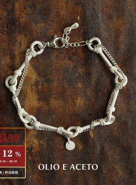 油醋汁纯银钩环双层手链