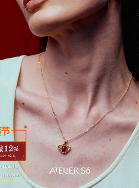 ATELIERSO倪索 扇形红玛瑙项链 原创设计师气质高级感锁骨链 默叙