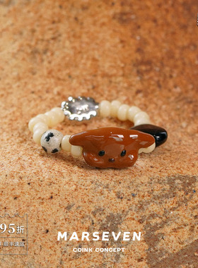 MARSEVEN黑色爱心小狗戒指