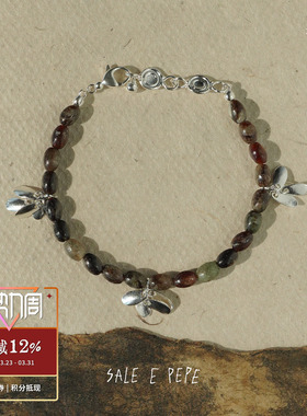 纯银黑云母葡萄串手链