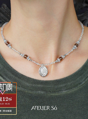 ATELIERSO灰玛瑙弦线串珠项链