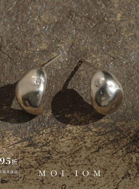 MOI IOM 月亮肌理莫桑钻耳钉 纯银原创设计银饰耳饰耳环 默叙