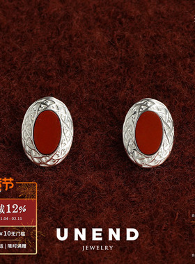 UNEND止续 翠镜Mirror of Green纯银耳钉 原创设计贝母耳环 默叙