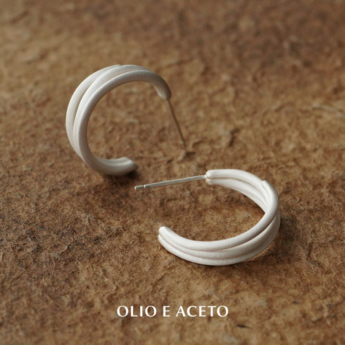 OLIO E ACETO油醋汁 纯银回旋耳环 原创小众设计师银饰耳圈 默叙