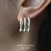 OLIO 925银原创设计手工磨砂质感肌理 纯银多层星点耳环 ACETO