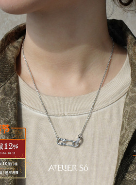ATELIERSO倪索 交织别针短项链 原创设计师气质高级感锁骨链 默叙