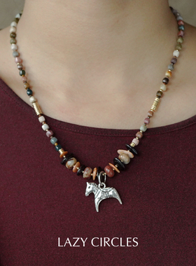 LAZY CIRCLES 旷野小马项链 原创小众设计复古毛衣链 默叙