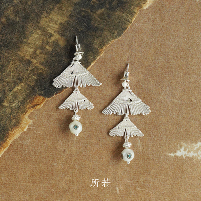 SERENESS所若 牧歌之栖毡房长耳环 原创设计手工小众度假 默叙