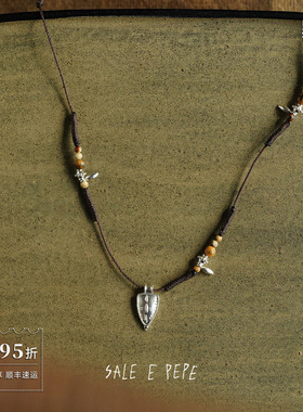 SALEEPEPE纯银盾牌编织项链