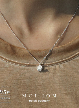 MOI IOM 奶油单颗花结锁骨链 925纯银小众原创设计手工肌理项链