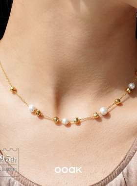 油画肌理泡沫珍珠抽拉项链