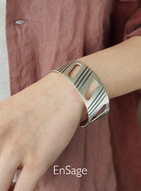 ENSAGE几何镂空纯银手镯