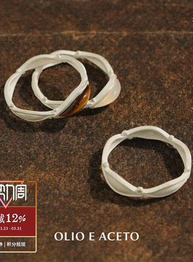 OLIO E ACETO油醋汁 纯银虎眼石玉髓花冠戒指 原创设计师银饰默叙