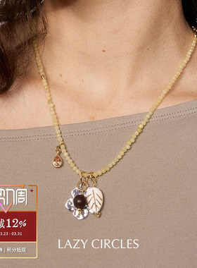 黄玉髓扶桑花多吊坠项链