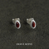 ACETO 纯银红蛇皮玉青金石花蕊耳钉 OLIO 原创设计师银饰 默叙