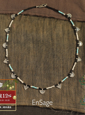 ENSAGE 月迹项链 纯银绿松石原创小众设计师度假毛衣链 默叙