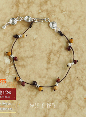 SALEEPEPE纯银蛋黄石编织手链