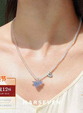 蓝紫色绳结葫芦串珠项链