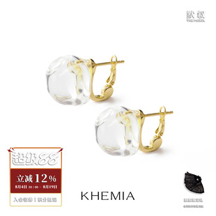 KHEMIA 纯银Carre Ear Clips耳环 银饰水晶原创设计轻奢耳夹 默叙
