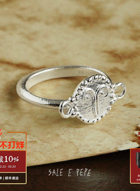 SALE E PEPE 纯银圆脸人戒指 925银原创小众设计师高级造型感饰品