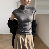 半高领莫代尔无袖 打底上衣 内搭坎肩修身 背心女t恤2026新款 春夏季