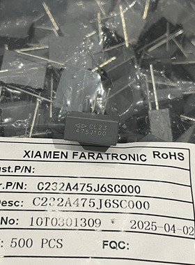 原装法拉C232A475J6SC000   校正100V475J 4.7UF P15  CL23 聚酯