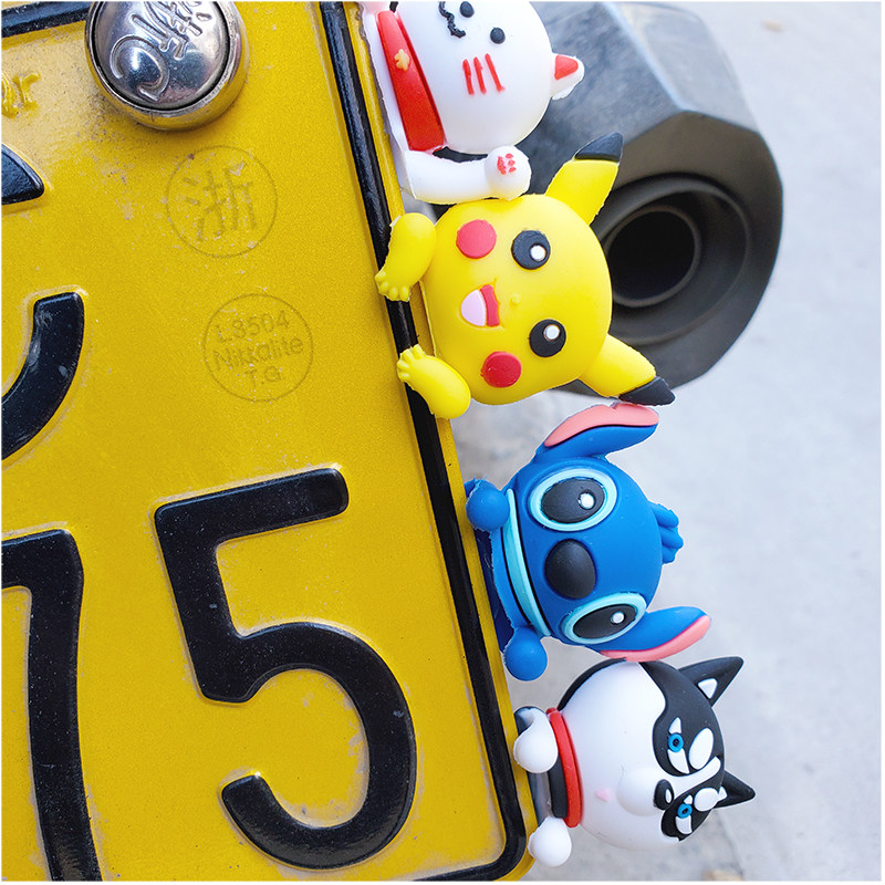 摩托车小装饰搞怪可爱电动车牌守护小精灵风挡后视镜硅胶卡通公仔
