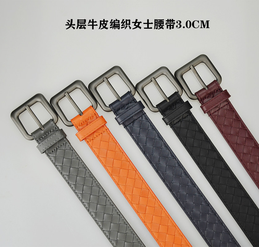 纯手工真皮编织皮带女士简约针扣头层牛皮休闲百搭牛仔裤腰带bv12