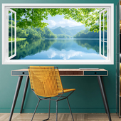 自粘背景墙贴画卧室护眼小清新创意风景墙画温馨客厅房间美化贴画