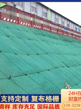 绿色格栅复布格栅覆布双向格栅复合土工布装配式格栅基坑支护护坡