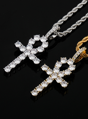 时尚个性安赫十字架吊坠项链锆石吊坠情人节首选礼物