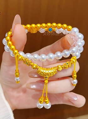 金色精致古法葫芦手链女小众设计感高级轻奢百搭手饰送女友闺蜜