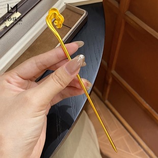 金包银古法宝钗祥云发簪盘发古典简约中国风首饰发饰民族