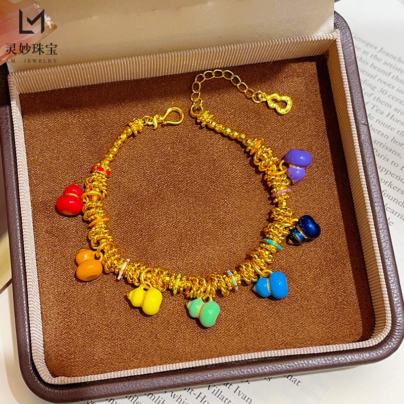 金包银珐琅粉爱心摇摇木马盘缠手链星星彩虹跑环手工编织送女友