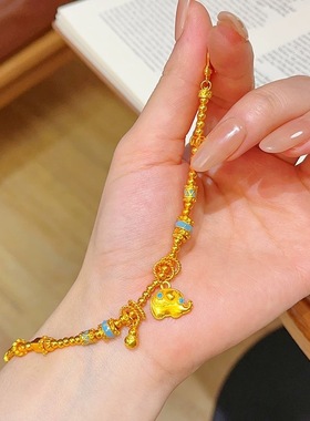 金包银双鱼锦鲤锁包吊坠如意锁项链毛衣链本命年送女友