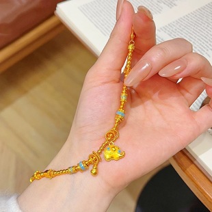 金包银双鱼锦鲤锁包吊坠如意锁项链毛衣链本命年送女友